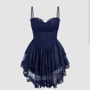 NWT Blue glitter corset mini dress